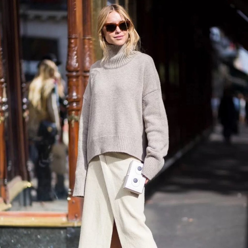 NEW Celine Style High Neck 100% Cashmere Sweater